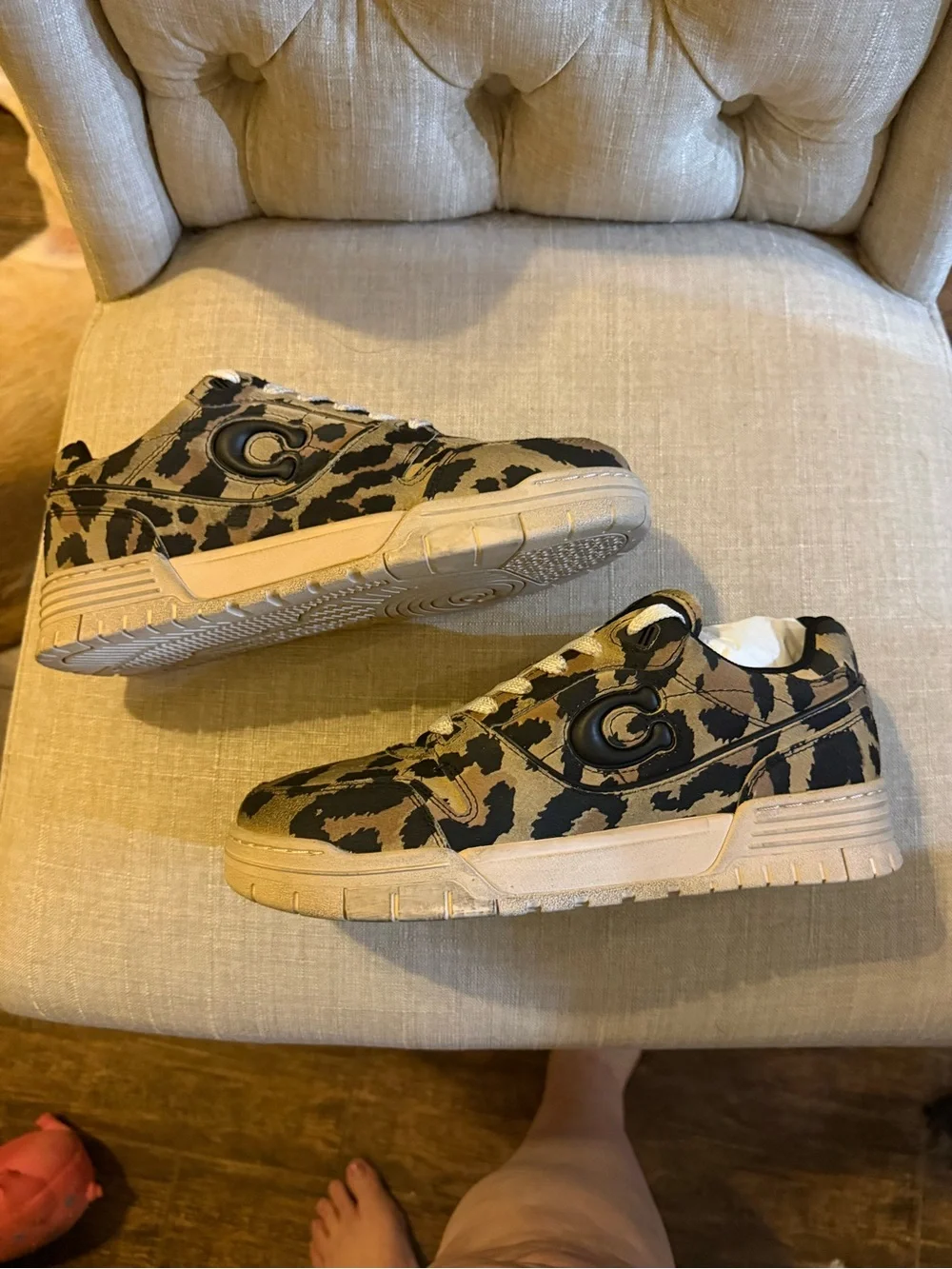 Coach Leopard-Print Sneakers in Black and Tan
